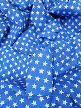 Cotton Fabric White Stars Sky Blue Background