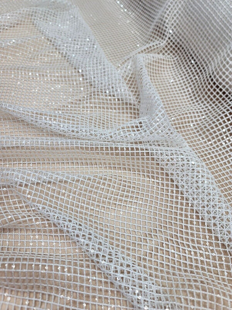 Sequin Fishnet Fabric Off White
