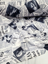 Cotton Newspaper Print Fabric Black and White