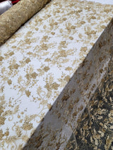 Gold Beaded Sequins Embroidery Bridal Lace