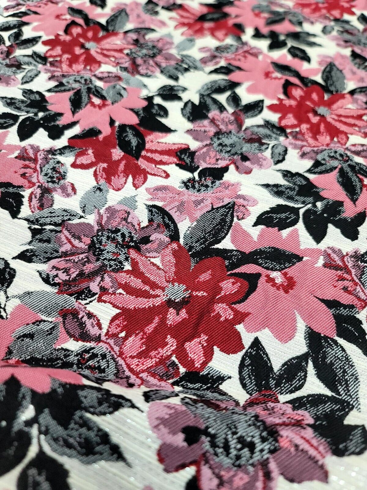 Brocade Jacquard Chenille Floral Mauve Green