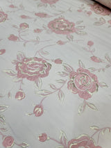 Brocade Jacquard Floral Fabric Blush Gold