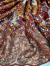 Maroon Sequins Embroidery Fish Net Lace