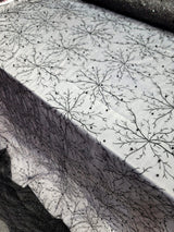Embroidered Bridal Lace Fabric Black Silver