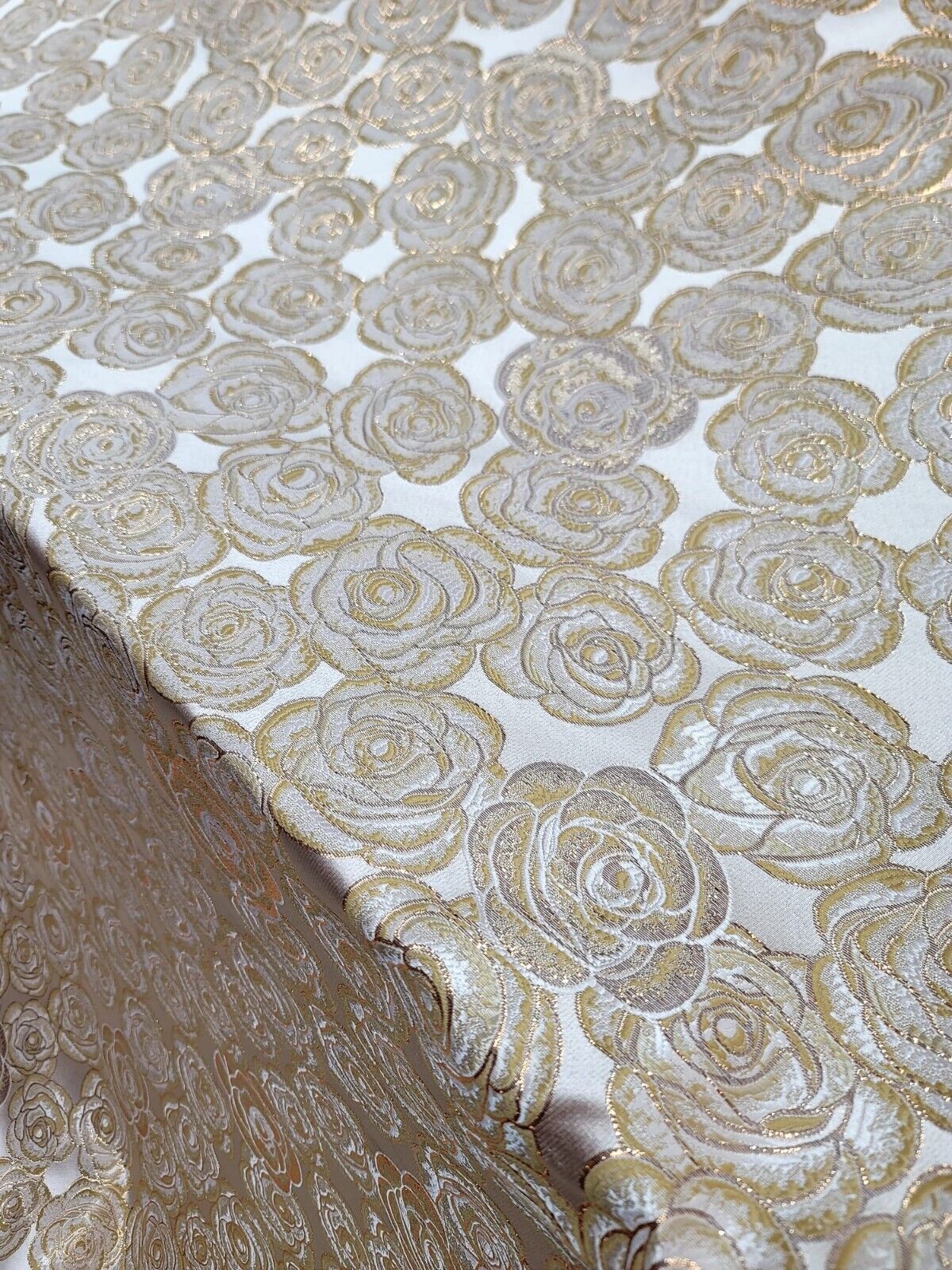 Brocade Jacquard Floral Metallic Beige Gold