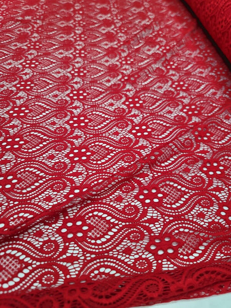Red Mesh Lace Fabric