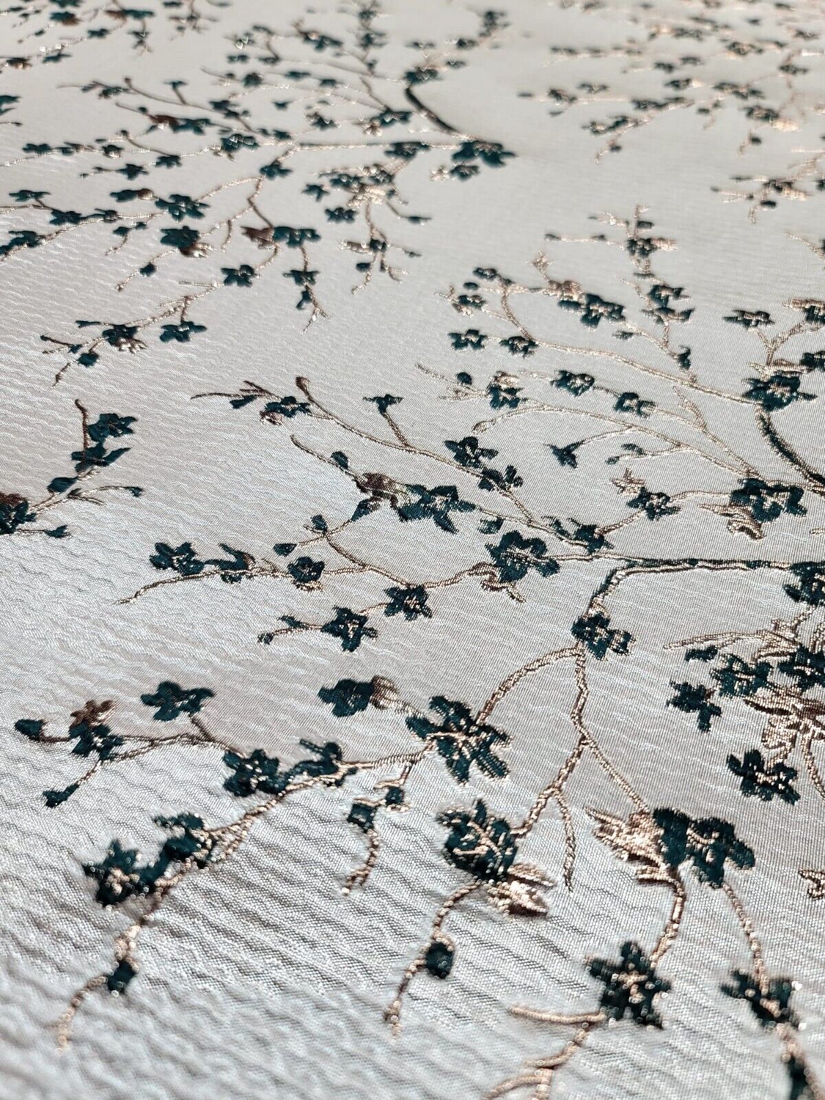 Floral Brocade Jacquard Fabric Hunter Green