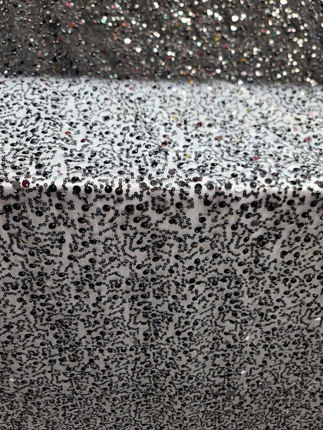Black Beaded Lace Fabric