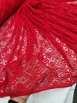 Red Mesh Lace Fabric