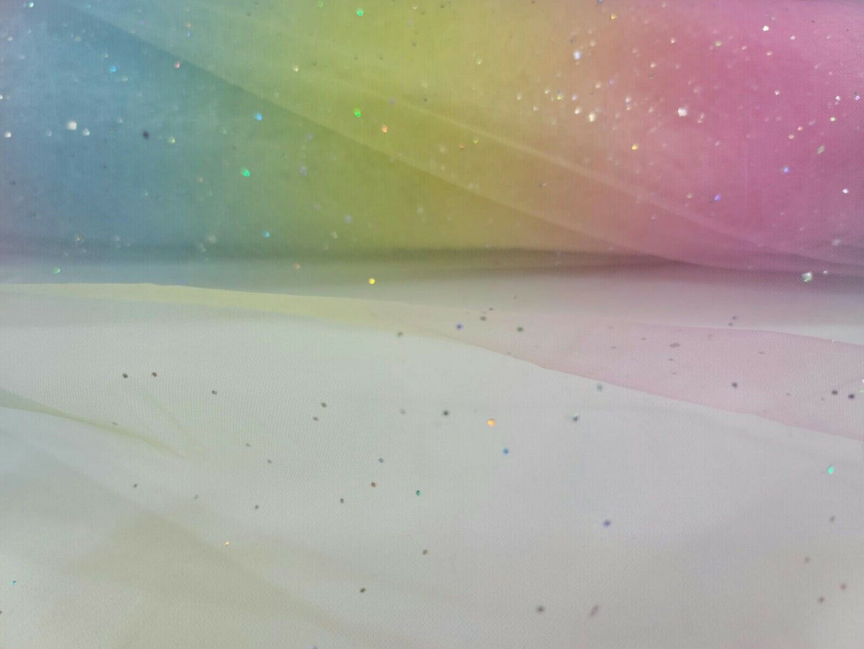 Rainbow Glitter Tulle Fabric