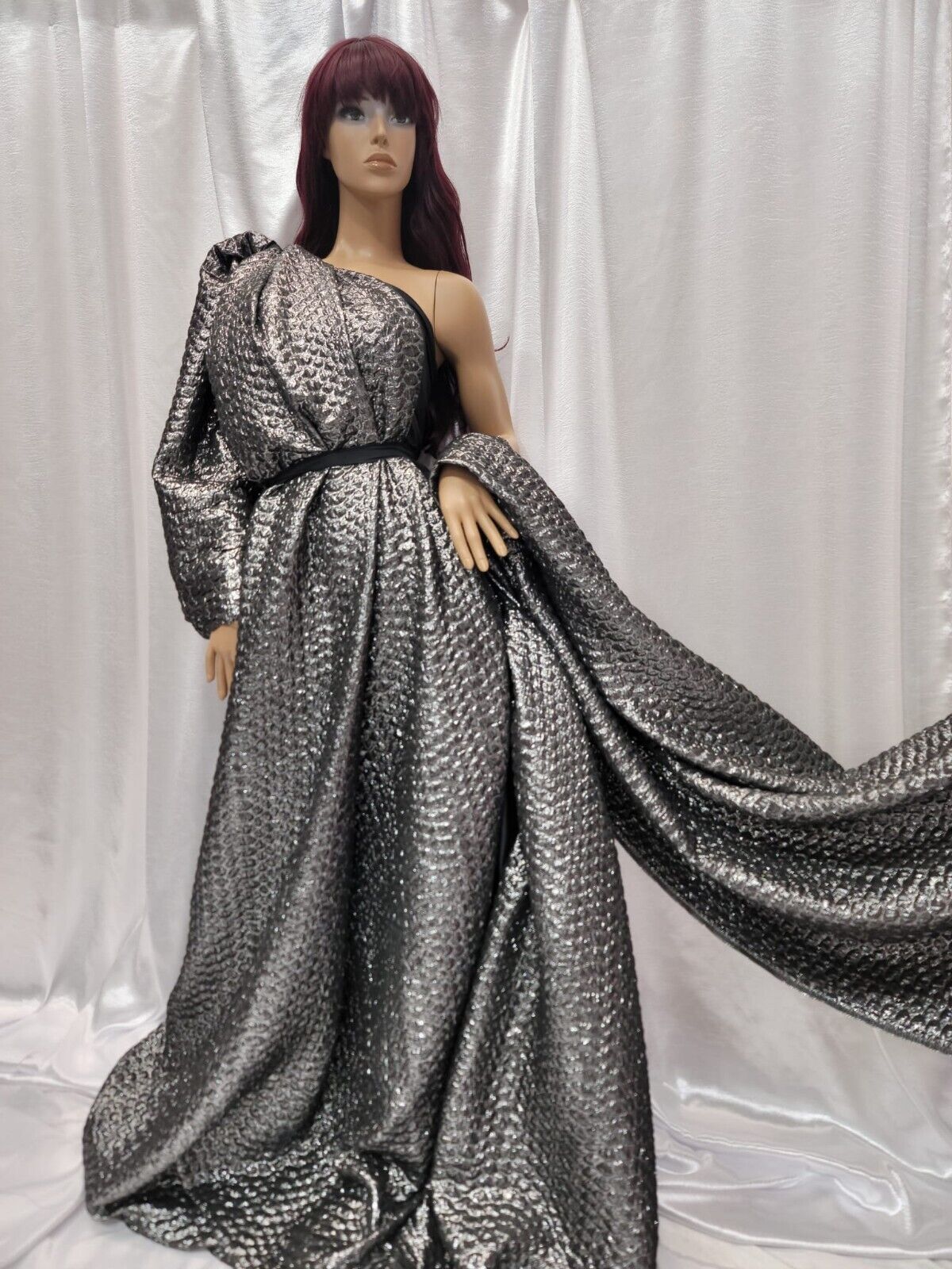 Brocade Jacquard Dark Gray Embossed