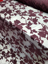 Floral Lace Stretch Mesh Fabric Eggplant