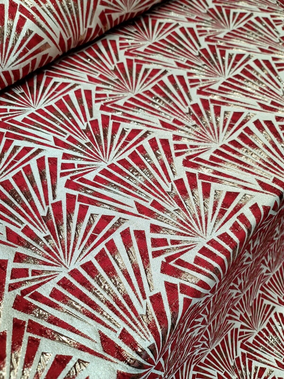 Brocade Jacquard Metallic Geometric Fabric