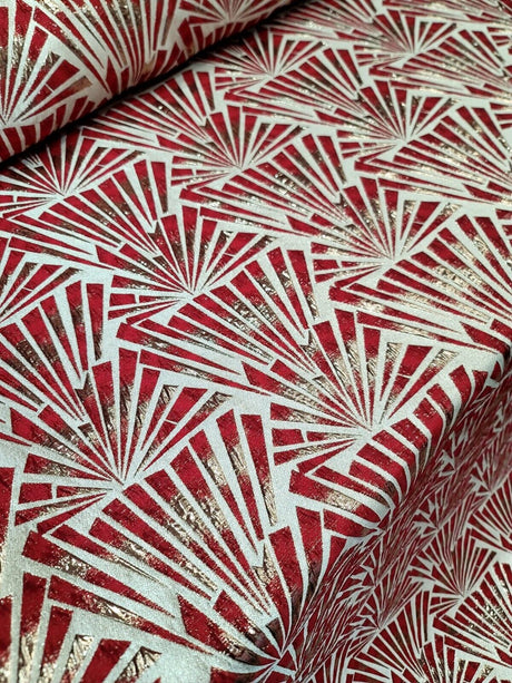 Brocade Jacquard Metallic Geometric Fabric