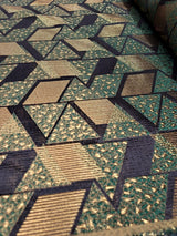 Brocade Jacquard Metallic Geometric Green Gold