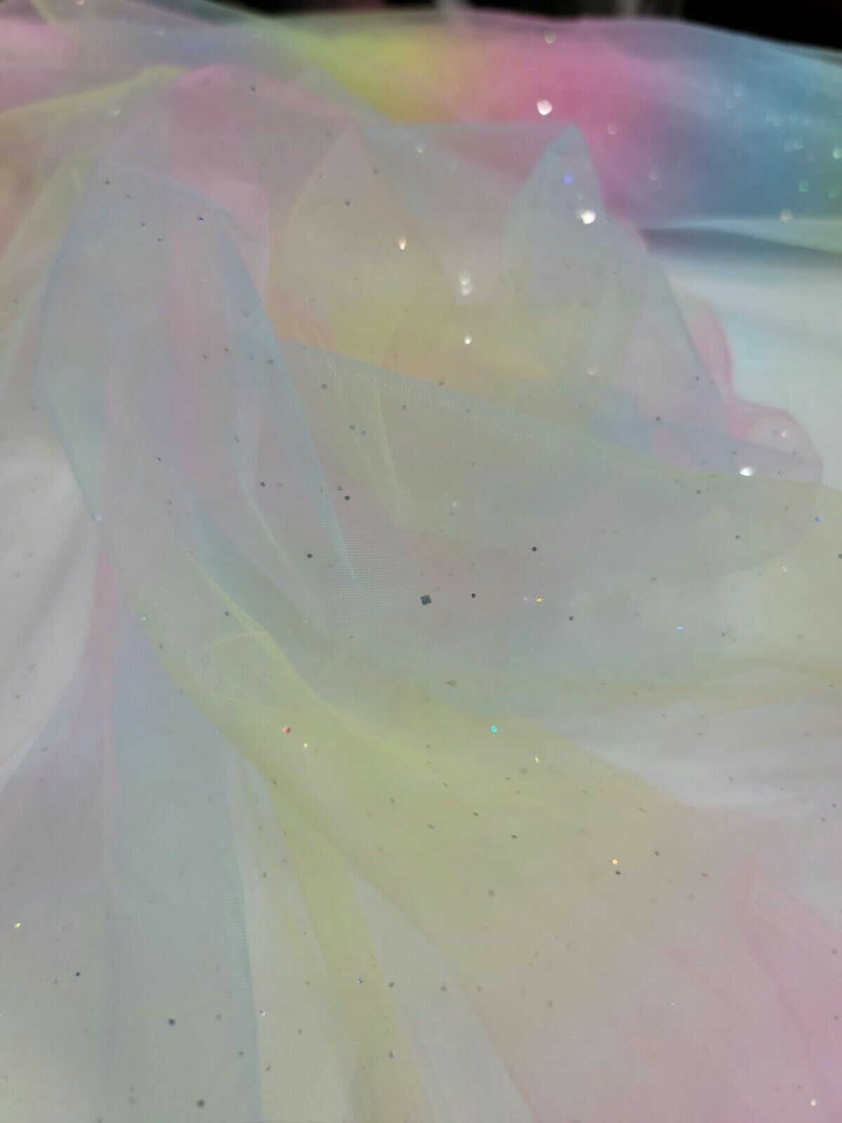 Rainbow Glitter Tulle Fabric