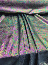 Stretch Velvet Foil Fabric Iridescent Black Green Purple