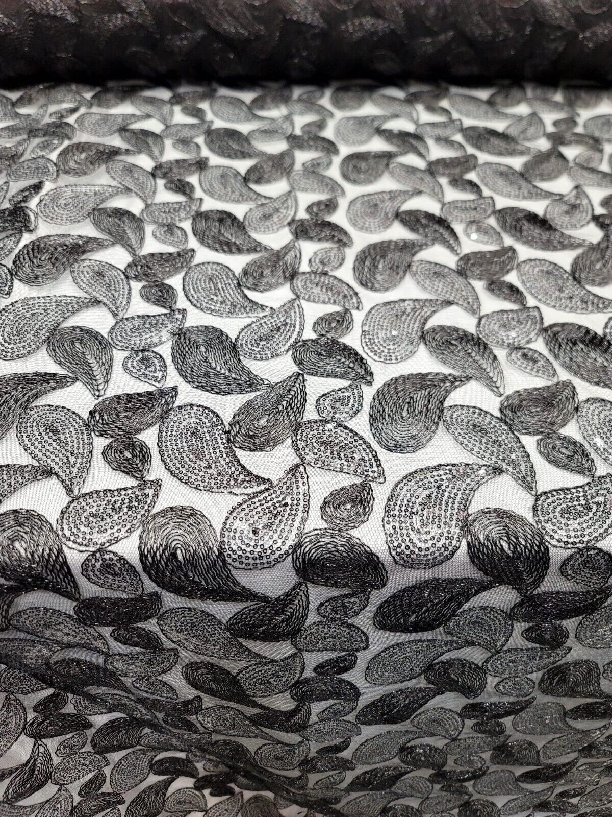 Embroidered Lace Black Sequins
