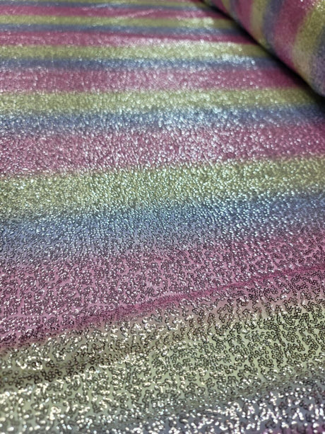 Sequin Fabric Vibrant Rainbow by the Yard
