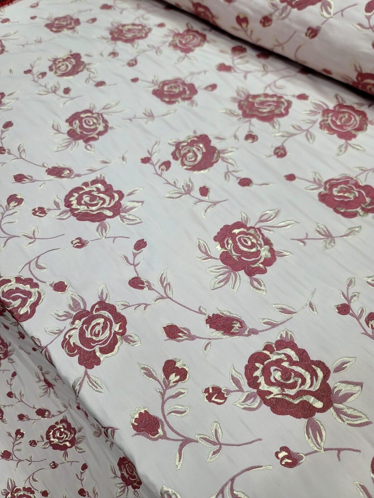 Brocade Jacquard Metallic Floral Fabric
