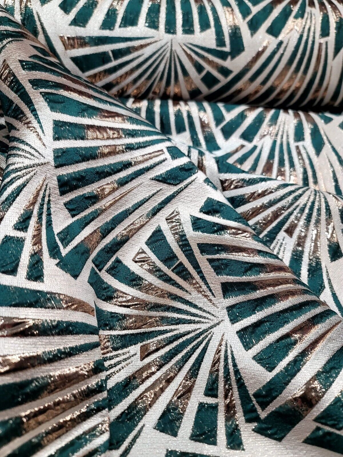 Brocade Jacquard Metallic Geometric Fabric