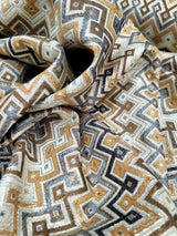 Brocade Jacquard Gold Metallic Geometric Fabric