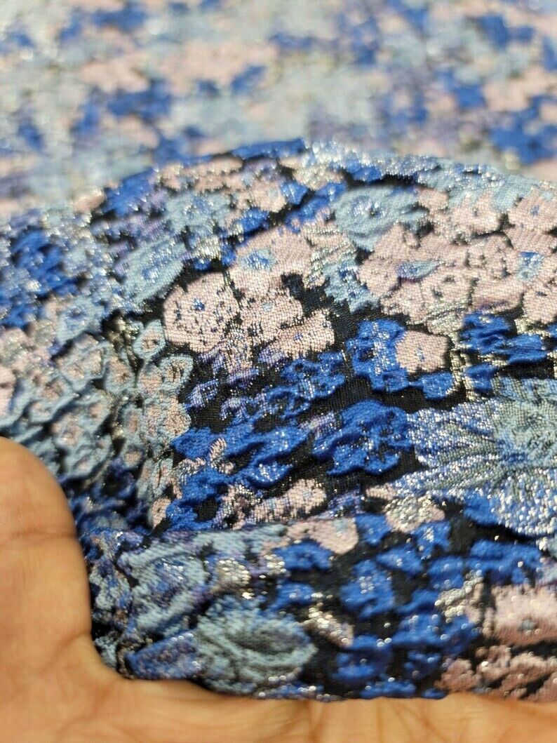 Brocade Floral Jacquard Fabric Beige Red