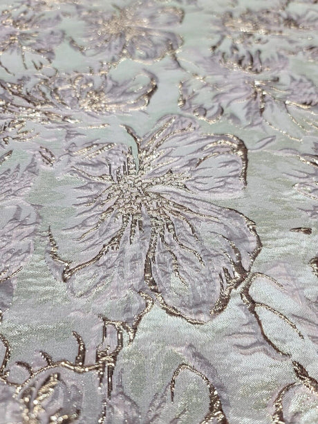 Brocade Jacquard Floral Metallic Rose Gold Pink