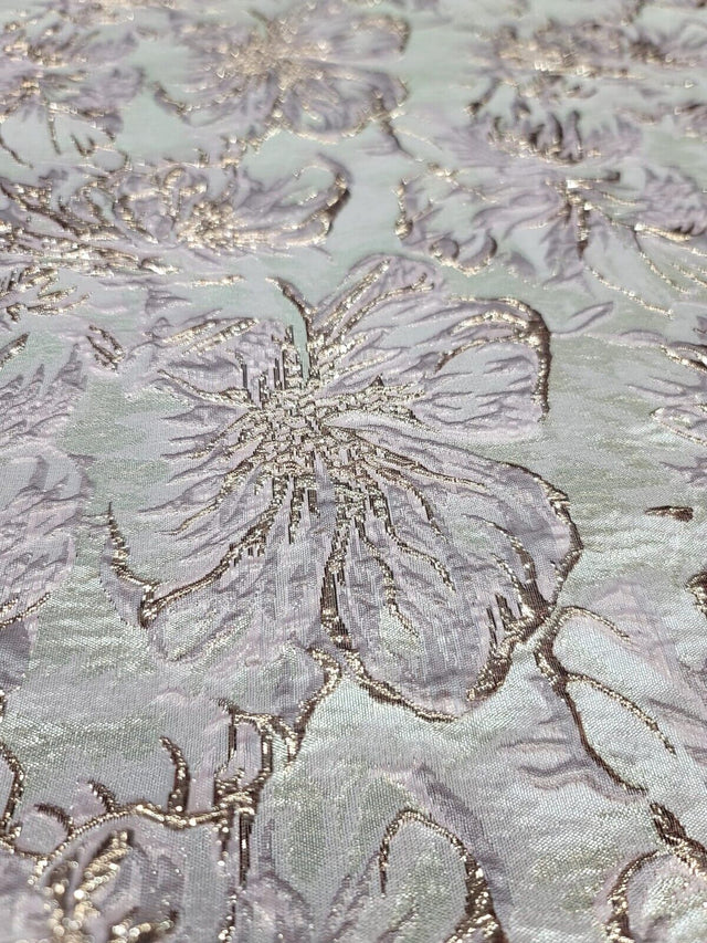 Brocade Jacquard Floral Metallic Rose Gold Pink