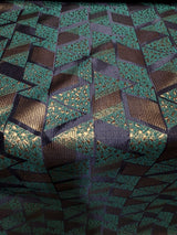 Brocade Jacquard Metallic Geometric Green Gold