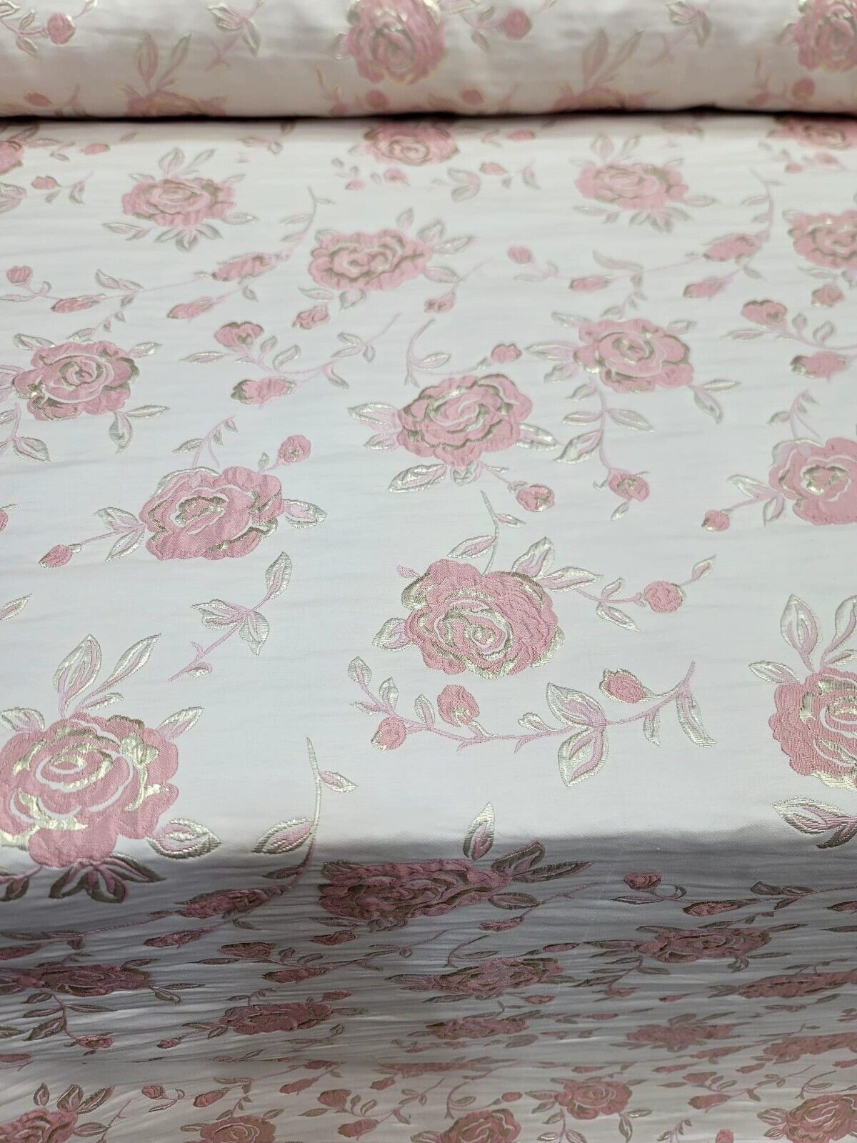 Brocade Jacquard Floral Fabric Blush Gold