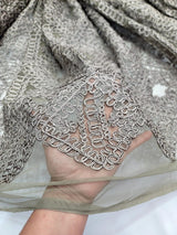 Embroidered Ribbon Lace Fabric Dark Olive Green
