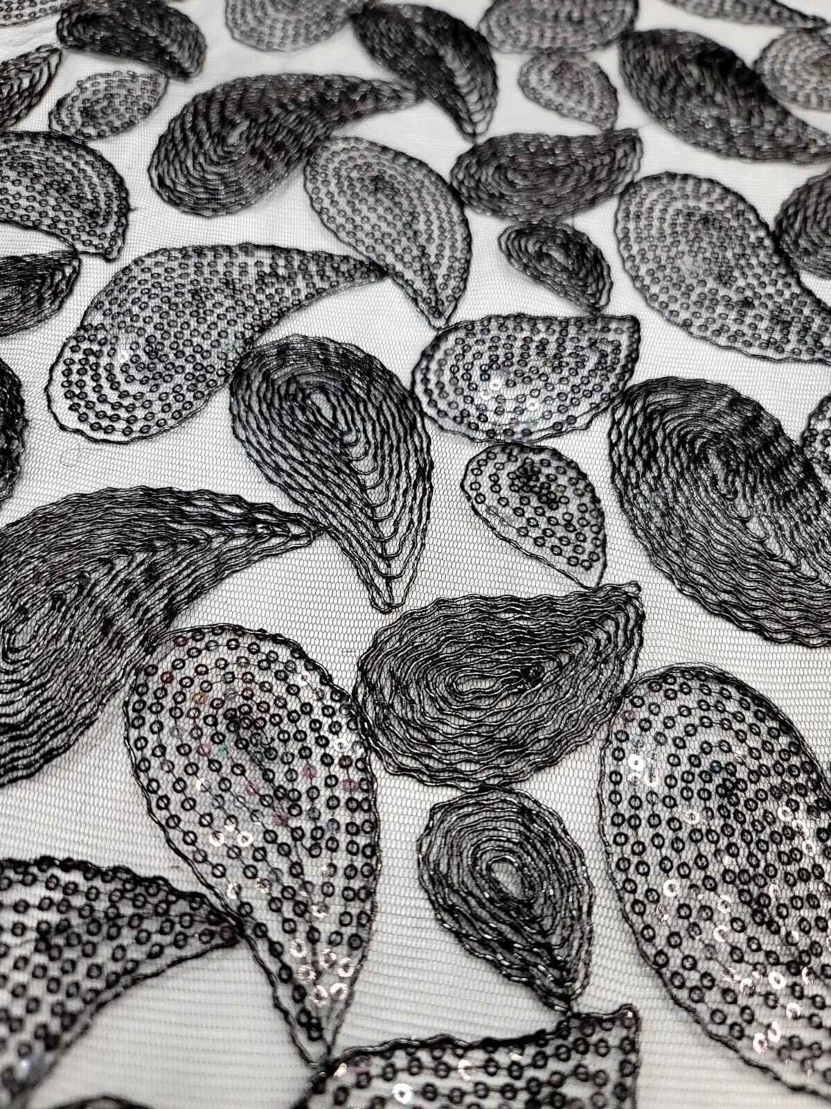 Embroidered Lace Black Sequins