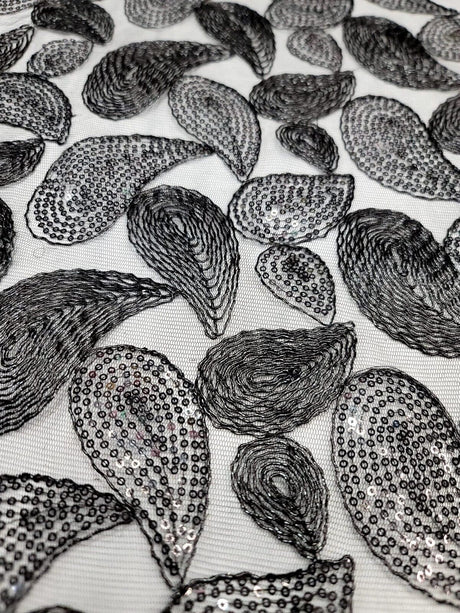 Embroidered Lace Black Sequins