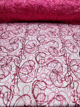 Sequin Mesh Fabric Spider Webs Fuchsia