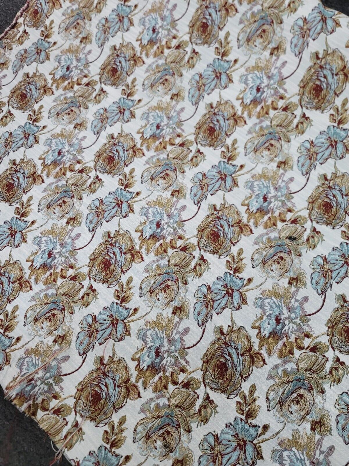 Brocade Chenille Damask Fabric Mint Dark Gold