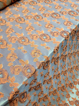 Brocade Jacquard Floral Fabric Orange Gold