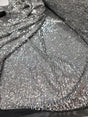 Sequin Stretch Mesh Fabric Silver on Black