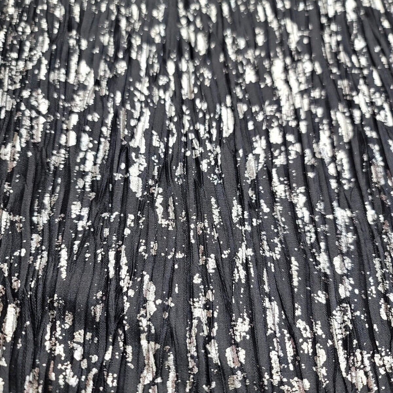 Stretch Pleated Fabric Charcoal Silver