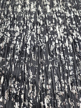 Stretch Pleated Fabric Charcoal Silver
