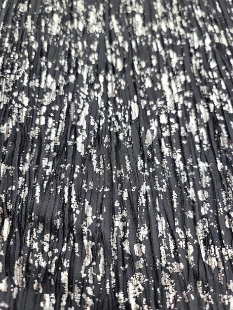 Stretch Pleated Fabric Charcoal Silver