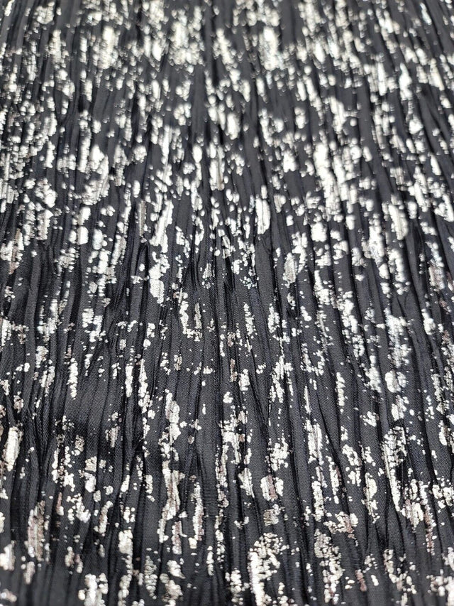 Stretch Pleated Fabric Charcoal Silver