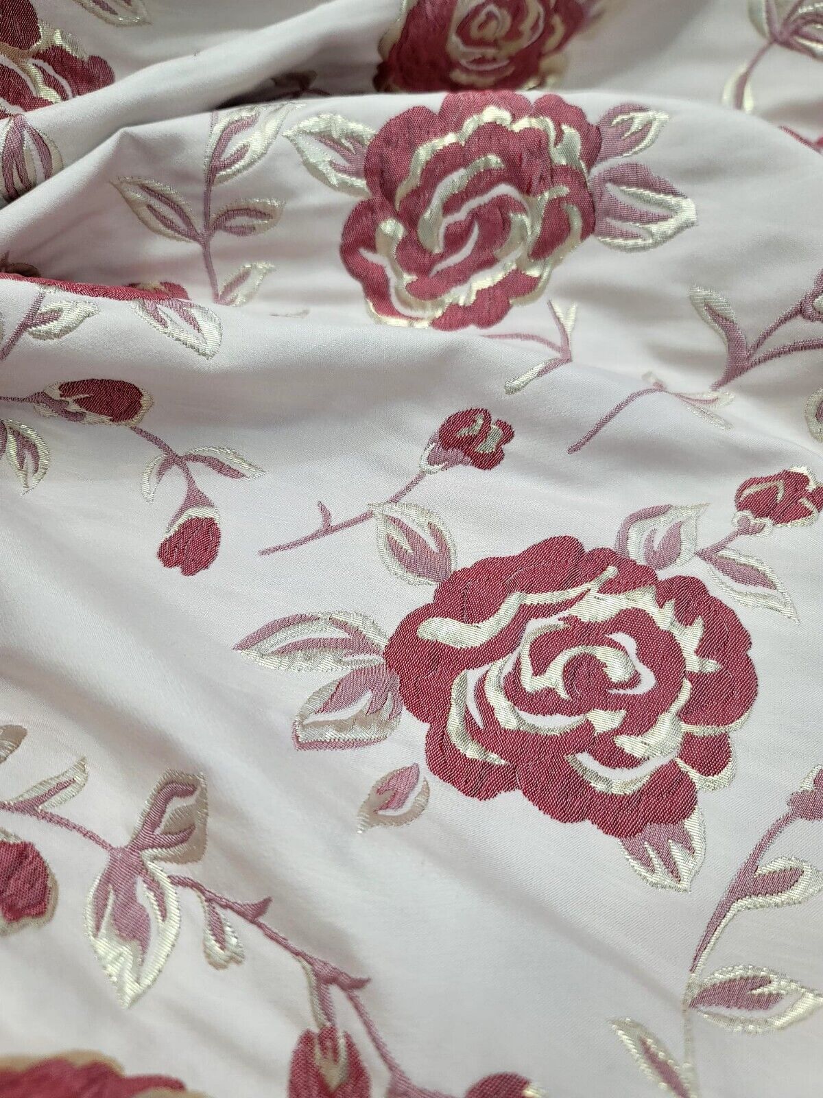Brocade Jacquard Metallic Floral Fabric