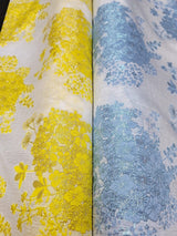 Floral Brocade Fabric on White Organza