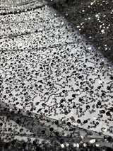 Black Beaded Lace Fabric