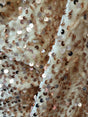 Stretch Velvet Fabric with Embroidery and Sequins Champagne Beige