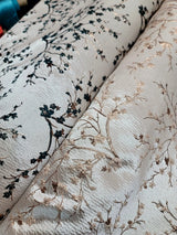 Floral Brocade Jacquard Fabric Hunter Green