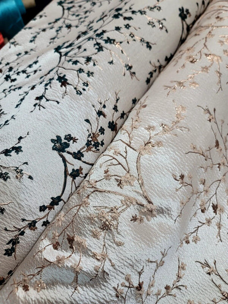 Floral Brocade Jacquard Fabric Hunter Green