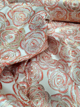 Brocade Jacquard Floral Coral Gold