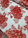 Floral Brocade Fabric White Organza Base